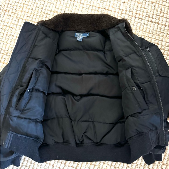 Polo Ralph Lauren Shearling Collar/Down Bomber Jacket Size M - Picture 5 of 15